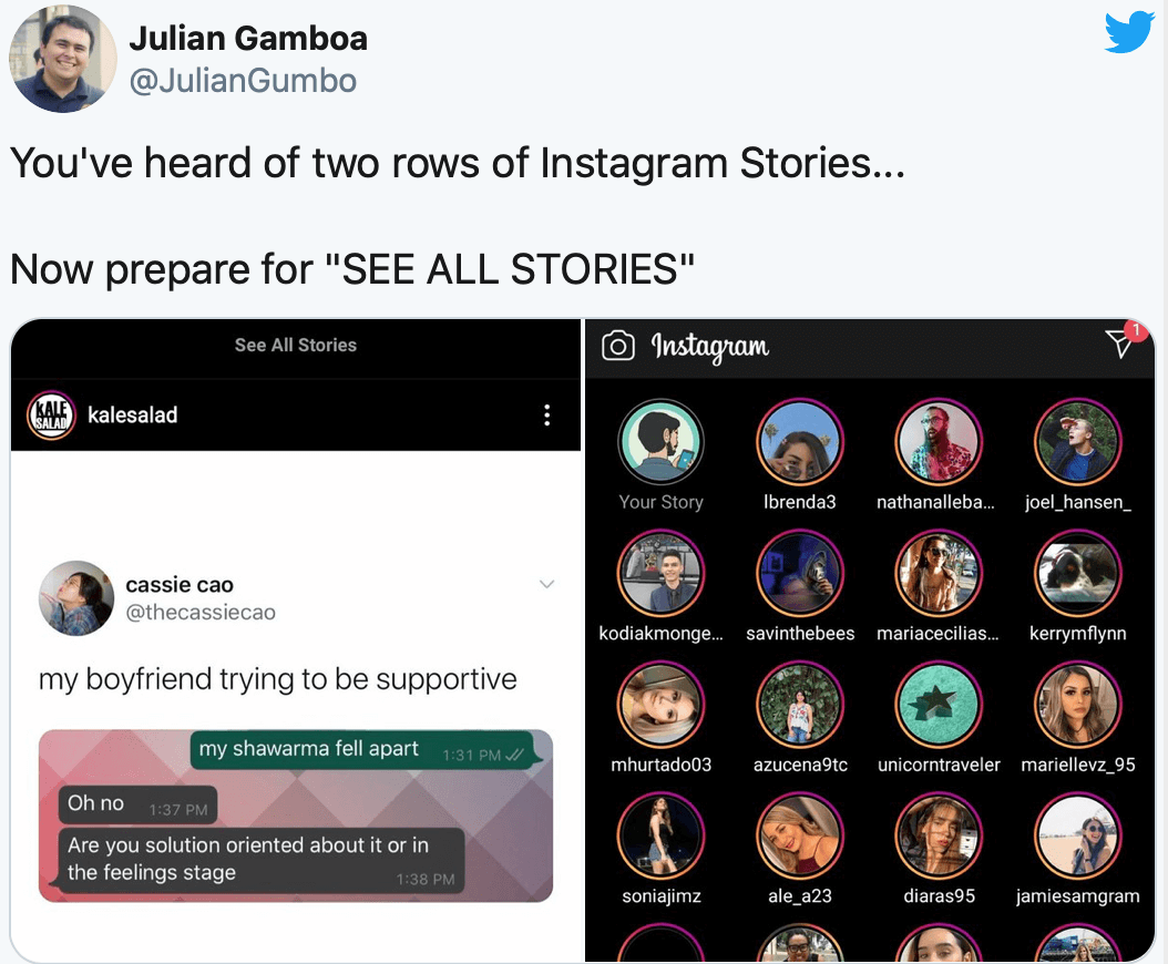 Wszystkie historie Instagram na jednej stronie startowej